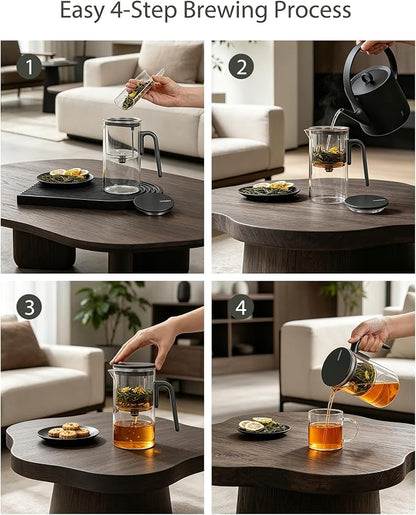 ZENS Magnetic Teapot, Enchanted Magic Glass Tea Infuser Pot for Loose Leaf Tea Steeper, Mess-Free Tea Maker Tea Diffusers for Tea Lovers Ideal Gifts, 28oz (830 ml)