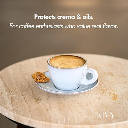 KIVY Vacuum Coffee Canister - Push Lid Preserves Aroma & Oil - Stainless Steel Airtight Container for Ground & Bean Storage - Removes Excess Air