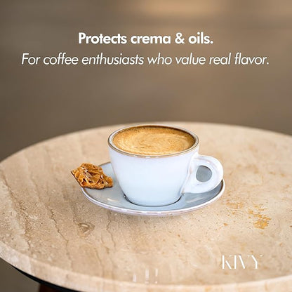 KIVY Vacuum Coffee Canister - Push Lid Preserves Coffee Aroma & Oil - Stainless Steel Airtight Coffee Canister - Container for Ground & Coffee Bean Storage - Storage Jar - Removes Excess Air