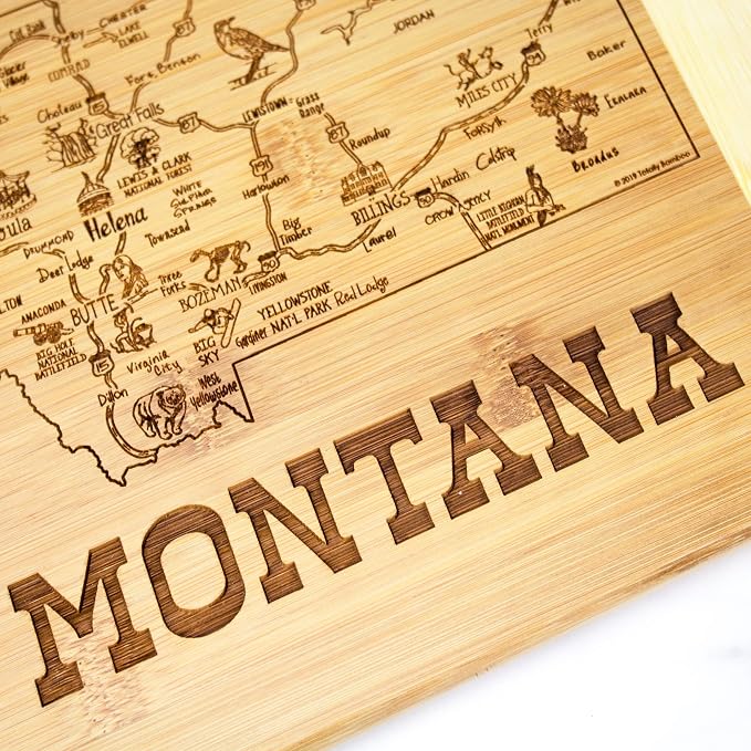 Totally Bamboo A Slice of Life Montana State Serving and Cutting Board, 11" x 8.75"