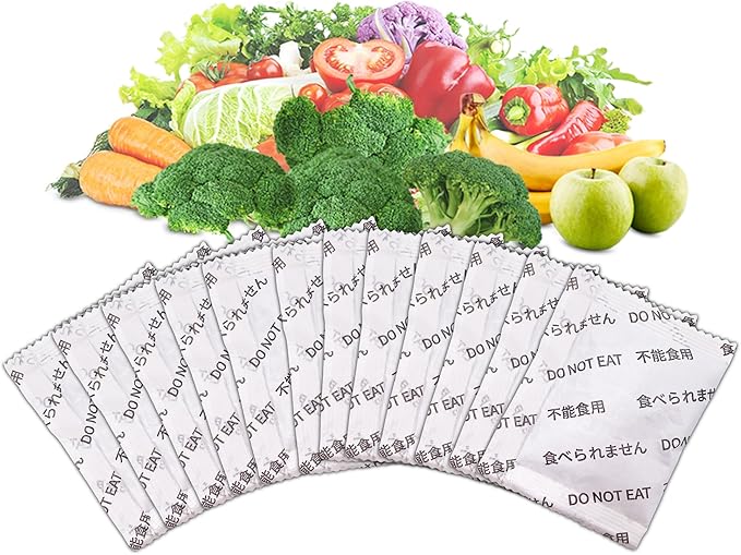 Produce Freshness Preserver Saver - Keep Fruits and Vegetables Fresh Longer, Ethylene Gas and Odor Absorber in Refrigerator (12 Refill Sachets)