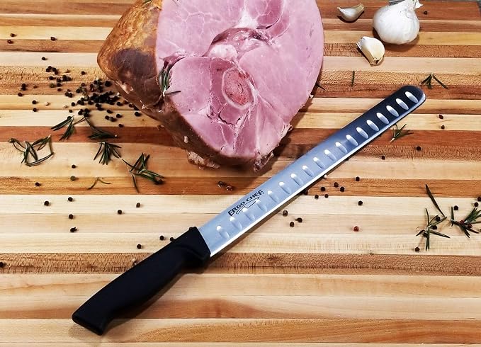 Ergo Chef Prodigy Series 2pc. Set 12-Inch Slicer - Brisket, Roast Carving Knife and Pro Series 8-Inch Meat Carving Fork