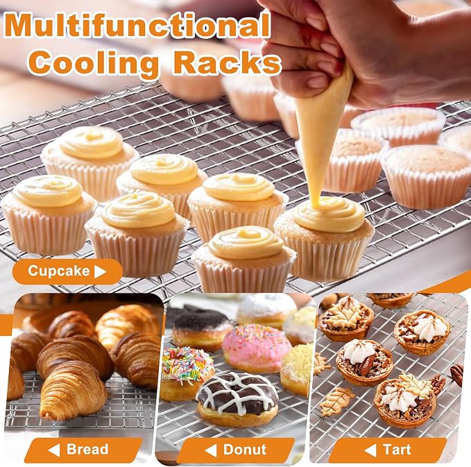 TeamFar 16/12.5/10.5 Inch Baking Sheet with Wire Rack, Stainless Steel Cookie Sheets Baking Pans and Cooling Racks for Cooking, Non-Toxic & Heavy Duty, Dishwasher Safe, 6 PCS (3 Pans + 3 Racks)