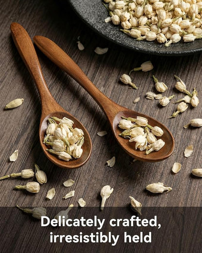 MORGLES 8Pcs Small Wooden Spoons Set – 4 Sizes & Shapes for Honey, Coffee, Tea, Soup & Oatmeal | 2 Round Spoons Included | Handcrafted, Food-Safe Finish