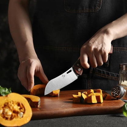 SENBON 440A Stainless Steel Lightweight Ultra Sharp Pocket Folding Chef Knife Peeling Practical Knife Fruit Knife Handle Camping Barbecue Journey Outdoor Portable Kitchen Knife