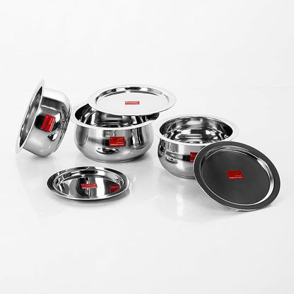 Sumeet Stainless Steel Cookware Set With Lid, 2.6, 3.3 L, 3 Piece (Steel), 3.3 liter