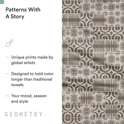 GEOMETRY Spring Kitchen Towels - Quick Dry Microfiber Cloth Spring & Summer Dish Towels for Kitchen Drying - Premium Quick Dry Towel - Sandy, 18" x 30" - 1-Pack