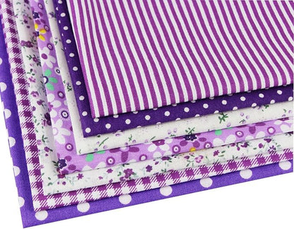 aufodara 7pcs Different Patterns Cotton Fabric Squares 50 x 50 cm DIY Craft Tissue Cloths Bundles for Sewing Quilting Scrapbooking Patchwork Handmade Arts (Purple)
