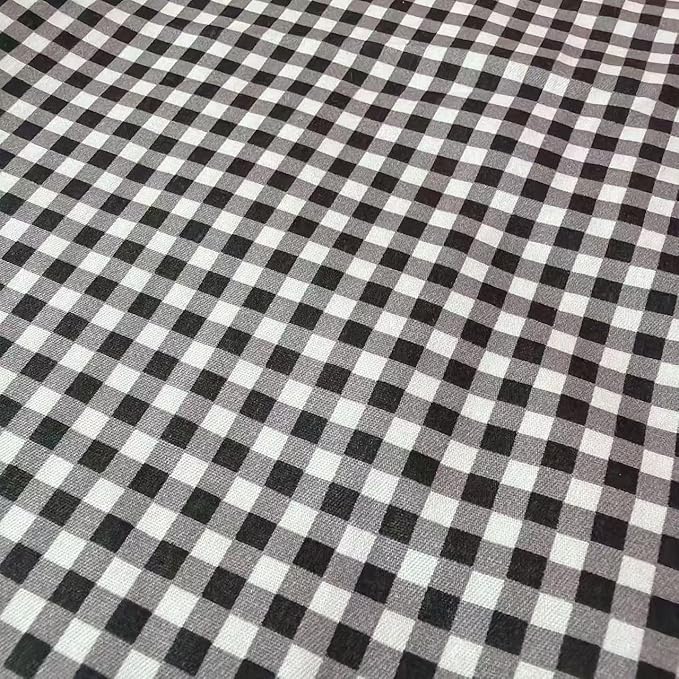 Light Weight Natural Cotton Fabric by the Yard DIY Making Supplies Quilting Patchwork Fabric Fat Quarter Bundles DIY for Quilting Cotton Patchwork Cushions (Small Black Square, 2 Yard)