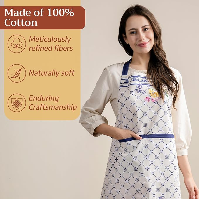 Maison d' Hermine 100% Cotton Apron for women with Pocket Kitchen Chef Apron for Men Cooking Spring Summer