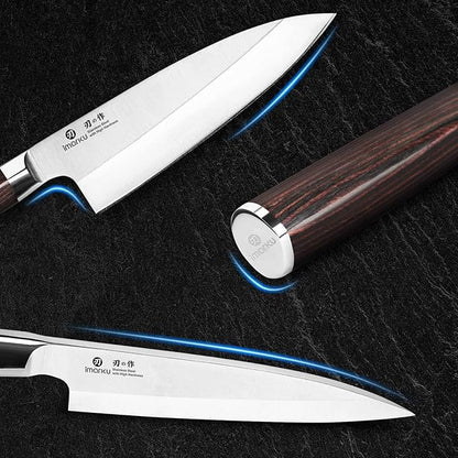 imarku 7 Inch Deba Knife,Ultra Sharp Sushi Knife,Ultimate Japanese Kitchen Knife with Stainless Steel Single Bevel,Fish Fillet Knifes for Fish Cutting with Ergonomic Wood Handle, Fathers Day
