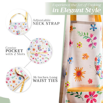 Maison d' Hermine 100% Cotton Apron for women with Pocket Kitchen Chef Apron for Men Cooking Spring Summer
