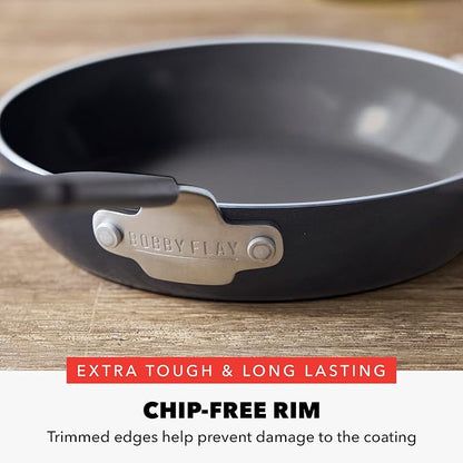 GreenPan x Bobby Flay 8" Nonstick Frying Pan Skillet, PFAS-Free Diamond Ceramic, Induction Suitable, Stay-Cool Silicone Handle, Easy Clean Dishwasher & Oven Safe, Egg & Omelet Pan, Black