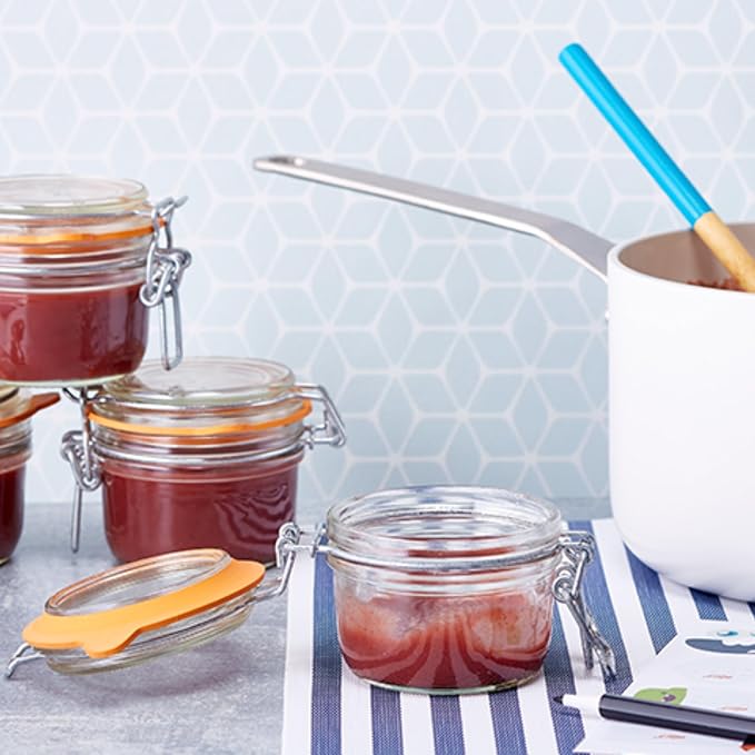 Le Parfait Super Terrine 125mL (4oz) Zero Waste Eco-Friendly Glass Storage Jars with Lids, Airtight, Oven & Freezer Safe, BPA-Free, Food Storage & Preserving, Made in France, 6PK