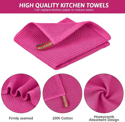 Nialnant 6 Pack Kitchen Towels, 100% Cotton Dish Cloth for Washing Dishes, Absorbent Quick Drying Dish Rags, Multipurpose Cleaning Rags-12x12 Inches