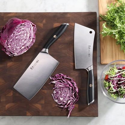 Cangshan L Series 2-Piece Cleaver Set, Forged German Steel (Black)