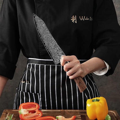 Wakoli EDIB Pro Premium Kiritsuke Chef's Knife – Japanese-Style Kitchen Knife | 8-Inch Blade Made of 67-Layer Genuine Damascus Steel with Pakkawood Handle | Sharp, Durable, Professional Cooking Tool