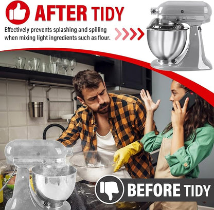 Pouring Shield for KitchenAid Tilt Head 4.5-5 QT (for Stainless Steel Bowls Only), for Kitchen aid Accessories and Attachments, Fully Enclosed Foldable Lid Mixer Bowl Cover, Not For Bowl Lift (Gray)