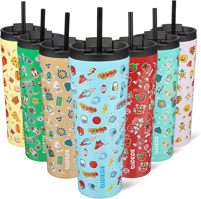 BJPKPK 26oz Insulated Tumbler With lid And Straw Stainless Steel Tumblers Travel Coffee Mug Reusable Thermal Cup,Playground