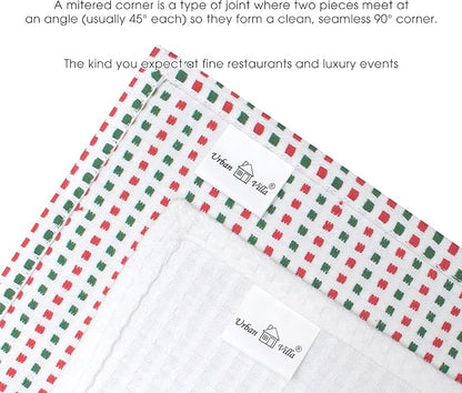 Urban Villa Christmas Kitchen Towels 100% Cotton Dish Towels for Kitchen (Set of 6) 20”x30” Dish Cloths Highly Absorbent Kitchen Linen Set with Hanging Loop Perfect for Drying Dishes-Red Green White