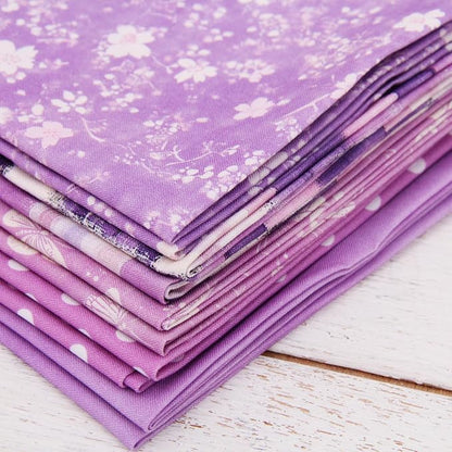 Threadart Exclusive 5 Fat Quarter Bundles - Purple Vintage Prints 100% Cotton Fabric - Premium 100% Cotton Quilting Fabric - No Duplicates - Full Size Fat Quarters 18"x21" - Purple