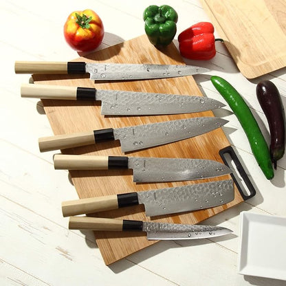 Japanese Chef Knife Hammered Damascus VG-10 46 Layer D-Shape Magnolia Wood Handle, Gyuto 9.5-inch (240mm)