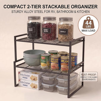Set of 2 Cabinet Organizers 12.6''W 44 LBS Load Capacity Heavy Duty Kitchen Pantry Shelves Counter Countertop Storage Racks