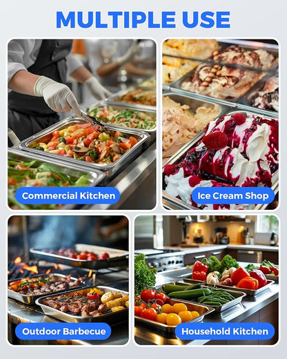WantJoin Steam Table Hotel Pans 1/1 Full Size 6 Inch Deep 6 Pack, Stainless Steel Metal Tray Sets Food Storage Container for Restaurant Chafing Dishes Commercial Buffet Catering Supplies