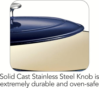 Tramontina Enameled Cast Iron Oval Dutch Oven Pot with Lid, Large 5.5-quart, Blue