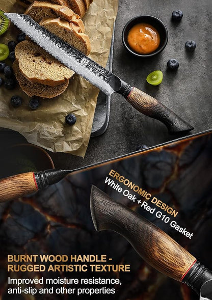 XINZUO Bread Knife For Homemade，Serrated Bread Knife 8.5 Inch Damascus Steel Sharp Slicer Less Crumbs For Bagels, Sourdough, And Soft Produce With Wood Handle