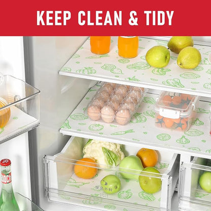 Cooyes 6 Pack Refrigerator Shelf Liners for French Door Fridge, 17.7" × 36" Extra Large, Non-Slip Fridge Mats Machine Washable, Refrigerator Drawer Liner for Glass Shelves Kitchen Cabinet