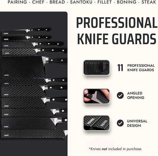 Asaya Professional Chef Knife Edge Guards – 11 Piece Knives Universal Covers - Extra Strength ABS Plastic and Food Safe Kitchen Knife Sheath Covers – Knives Not Included