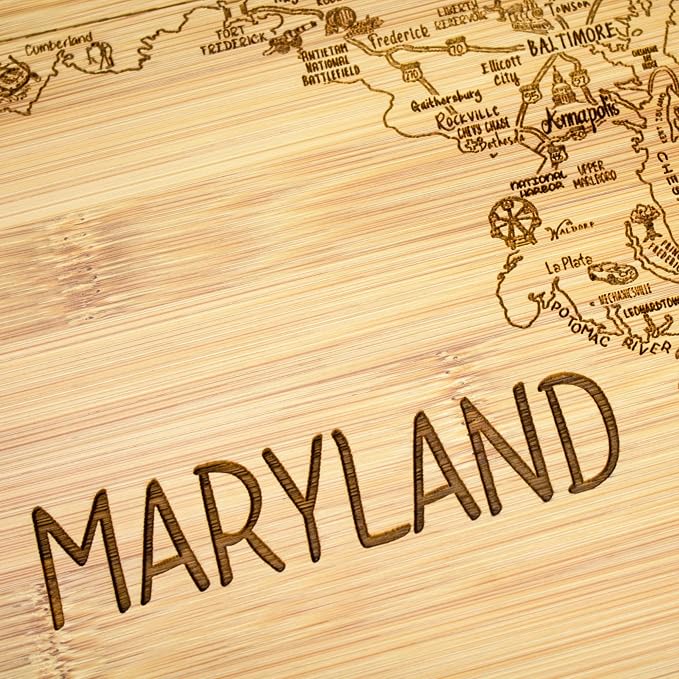 Totally Bamboo A Slice of Life Maryland State Serving and Cutting Board, 11" x 8.75"