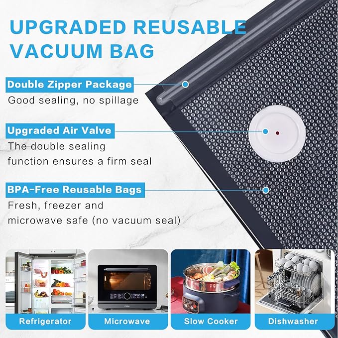 Handheld Vacuum Sealer for Food Powerful Vacuum Sealer Machine,Seal Meal Saver,Portable Food Sealer (Sealer + 30 Reusable Vacuum Bags)