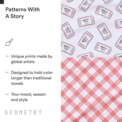 GEOMETRY Christmas Kitchen Towels - Quick Dry Microfiber Cloth Dish Towels for Kitchen Drying - Premium Quick Dry Towel 2-Pack Set - Polar Express