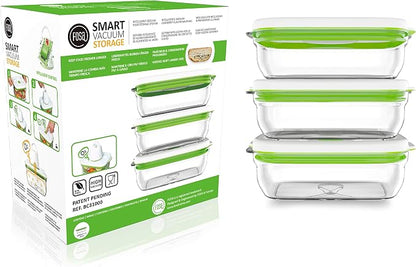 FOSA Vacuum Seal Containers (3-Pack, 34oz) – Airtight Food Storage Containers for Freshness | BPA-Free, Dishwasher Safe | Ideal for Meal Prep, Leftovers, Dry Goods (Pump Sold Separately)