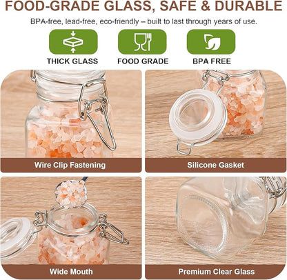 Spice Jars Set of 6, 4 oz Glass Spice Jars with Airtight Lids and Labels, Small Seasoning Jars for Spices, Herbs, Kitchen Spice Organizer