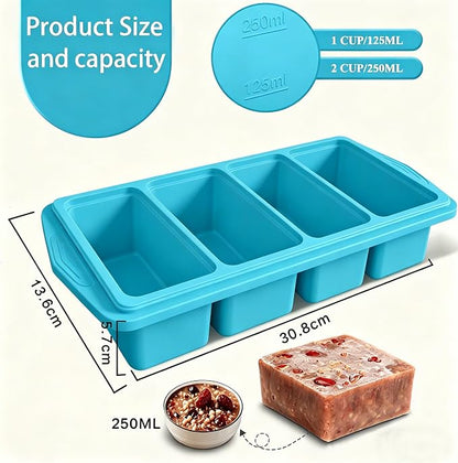 2 Pack Silicone Freezer Molds With Lids,1 Cup Silicone Freezer Tray With Lids for Easy Meal Prep Container and Kitchen Storage Solution Perfect for Storing Soup, Sauces, Leftovers and More
