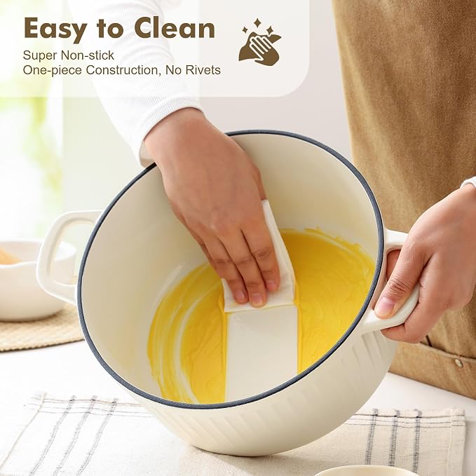 SENSARTE Enameled Cast Iron Dutch Oven Pot with Lid 3.5/5.5/6.5 Quart Heavy-Duty Round Dual Handles Kitchen Pot with Cotton Potholders & Silicone Trivet, Pot for Bread Baking, Stews, Braising, Roasting, Oven Safe, 5.5 Quart, White