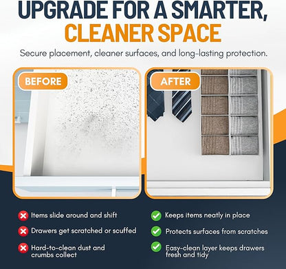 Shelf Liner Cabinet Liner for Shelves Non-Adhesive Kitchen Drawer Liner by Linda’s Essentials (12 x 120 Inches) - Non-Slip Easy Clean Shelf Liners for Cabinets and Cupboard Protector, Waterproof Mat