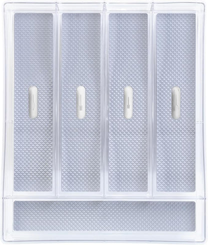 Glad Silverware & Utensil Drawer Organizer - Divided Clear Plastic Storage Tray with 5 Compartments for Kitchen Flatware and Cutlery - BPA Free, Food Safe, Non Slip, 11x13 inches