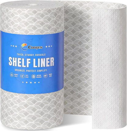 Cooyes Refrigerator Liners, Non-Slip Fridge Liners Washable, Absorbent Refrigerator Shelf Liner for Kitchen Cabinets, Non-Adhesive Refrigerator Mats Fridge bin Liners 12" x 360", Gray