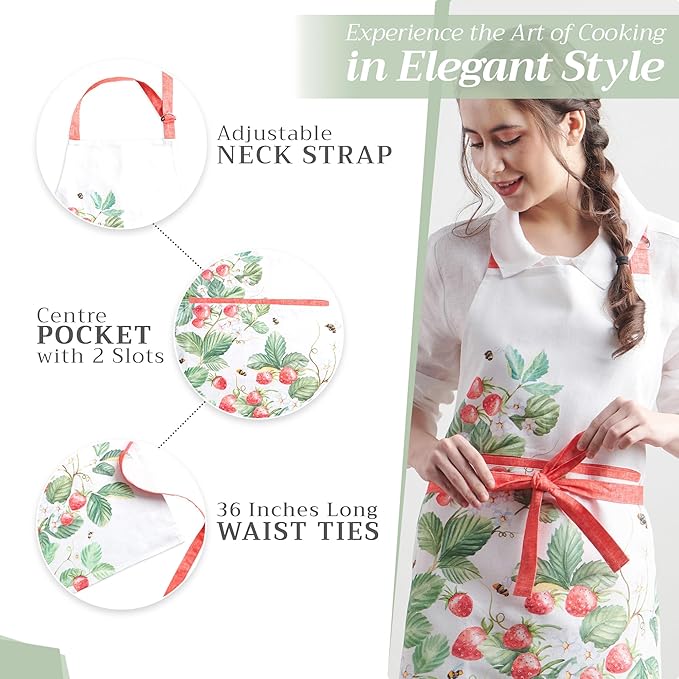 Maison d' Hermine 100% Cotton Apron for women with Pocket Kitchen Chef Apron for Men Cooking Spring Summer