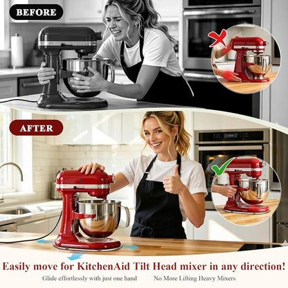 Mixer Mat Slider Compatible with KitchenAid 5-8 Qt Bowl-Lift Mixer - Thickened Acrylic Appliance Sliding Tray Kitchen Countertop Storage Mover Caddy for Kitchen Aid Professional Stand Mixer, Clear