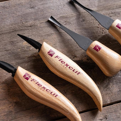 Flexcut Wood Carving Tools| Beginner Palm & Knife Set | 1095 High Carbon Steel Blades| Ergonomic Ashwood Handles | KN600 | Made in the U.S.A.