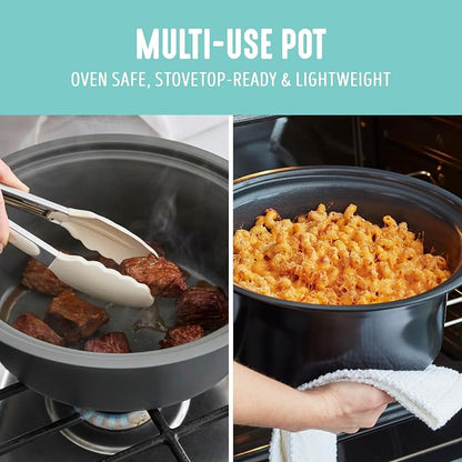 GreenLife 3.5QT Slow Cooker, PFAS-Free Non-Toxic Ceramic Nonstick Removable Interior Bowl, Programmable, Keep Warm, Stovetop & Oven Safe, Dishwasher Safe Crock, Glass Lid, Turquoise