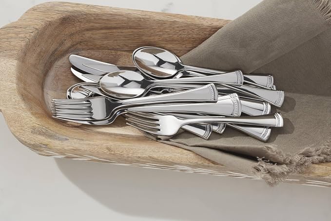 Lenox Silverware Set, Portola 12-Piece Steak Knife Flatware Set, Service For 12, Made Of 18/10 Stainless Steel, Dishwasher Safe, Home And Kitchen Utensils, Knives, Cutlery (Silver, 12 Piece)