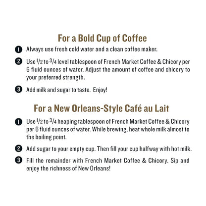 French Market Coffee, Coffee and Chicory, Dark Roast Ground Coffee, 12 Ounce Can 3 Count (Pack of 2)