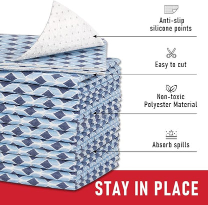 Cooyes 6 Pack Cloth Shelf Liners 17.7" × 36", Non-Slip Refrigerator Liners Machine Washable, Refrigerator Drawer Mats for Glass Shelves and Kitchen Cabinets, (Light Blue)