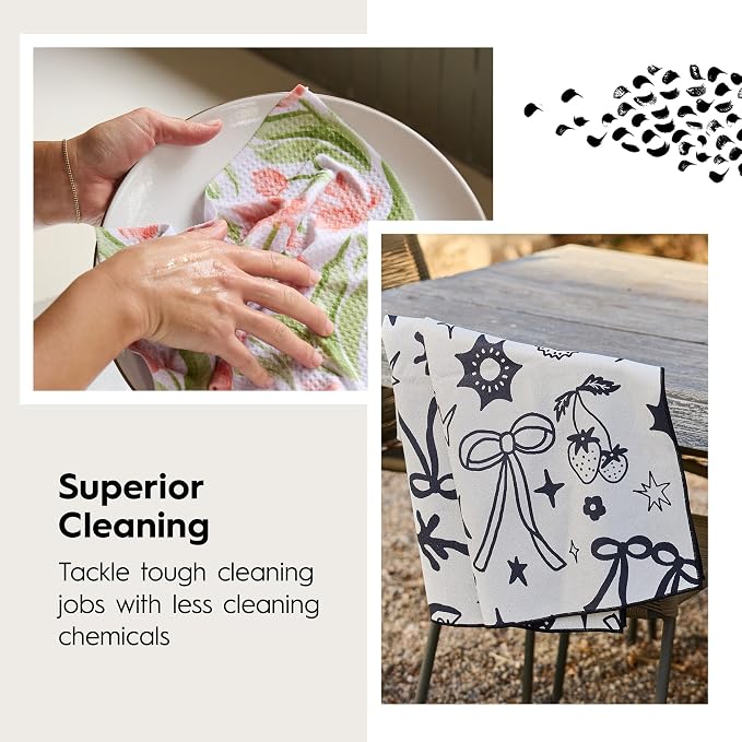 GEOMETRY Bar Towels for Kitchen - Spring & Summer Collection - Premium Towels for Cleaning Dishes & Glassware - Absorbent & Fast Drying Kitchen Towels - Soft Floral, 12" x 14" - 1-Piece
